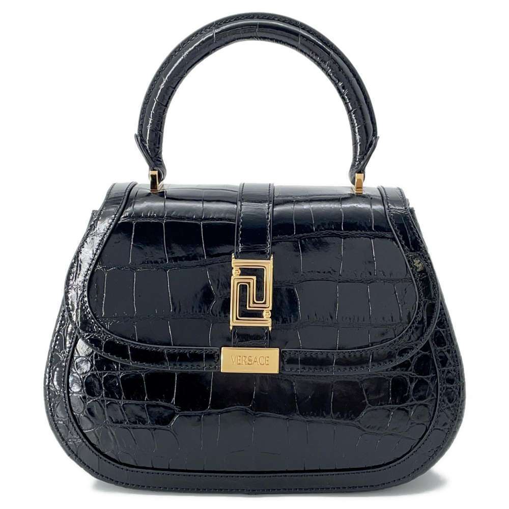 Versace Greca Goddess Embossed 2way Handbag Black